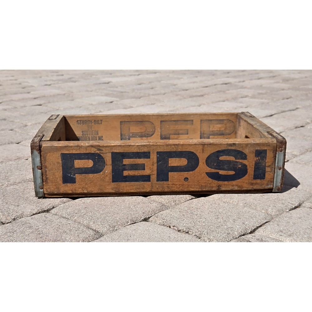 Vintage 1973 Pepsi Wooden Soda Crate Sturdy-Bilt Southern Wooden Box Inc Crate